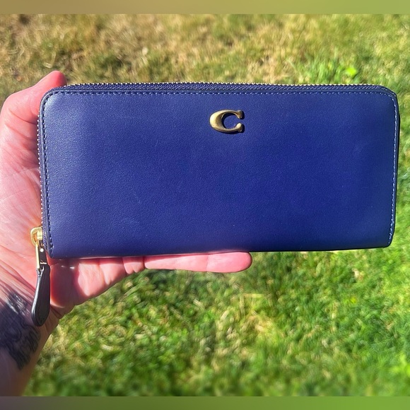 Coach Slim Accordion Wallet Navy Blue/Brass - Picture 3 of 7